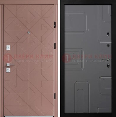 Красная стальная дверь в квартиру с МДФ хайтек ДМ-493 в Чехове