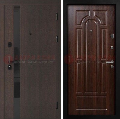 Темная входная дверь с МДФ панелями в квартиру ДМ-499 в Чехове