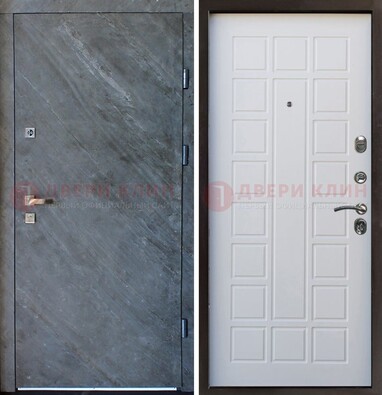 Железная дверь с МДФ серая и белая ДМ-505 в Чехове