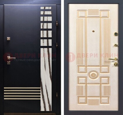 Черная железная дверь с МДФ панелями ДМ-510 в Чехове