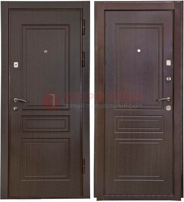 Антивандальная коричневая железная дверь с МДФ ДМ-61 в Сургуте