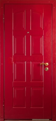 Красная стальная дверь с МДФ с рисунком ДМ-94 в квартиру в Чехове