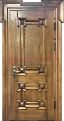 Филенчатая железная дверь с массивом дуба ДМД-56 в Чехове