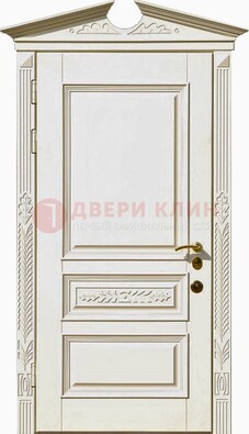 Белая металлическая дверь с массивом дуба ДМД-66 в Чехове
