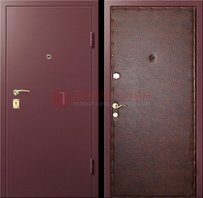 Бордовая железная дверь с нитроэмалью ДН-1 в Коломне