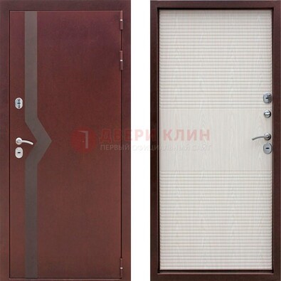 Бордовая металлическая дверь с порошковым напылением ДП-100 в Краснодаре
