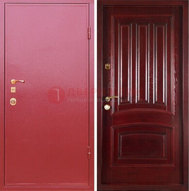 Красная металлическая дверь с порошковым напылением ДП-165 в Чехове