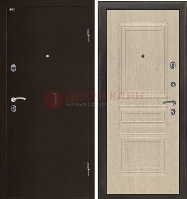 Коричневая стальная дверь с порошковым окрасом ДП-190 в Ступино