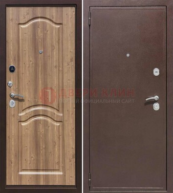 Коричневая железная дверь с порошковым окрасом ДП-191 в Электростали