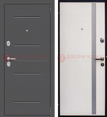 Железная дверь с порошковым напылением и белой МДФ ДП-212 в Хотьково