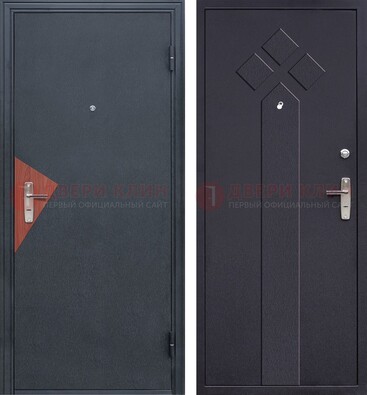Черная входная дверь с порошковым напылением и узором внутри ДП-241 в Хотьково