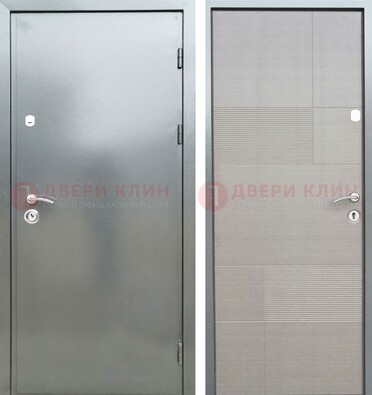Металлическая серая дверь с порошковым покрытием и серым МДФ внутри ДП-250 в Хотьково
