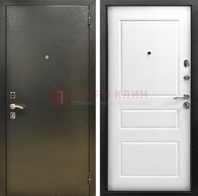 Входная дверь Темное серебро с порошковым напылением и белой МДФ ДП-272 в Чехове