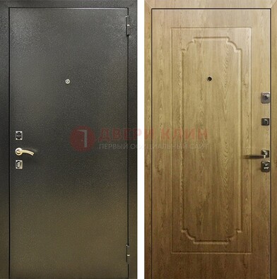 Темно-серая входная дверь с порошковым покрытием и МДФ Золотой дуб ДП-291 в Чехове