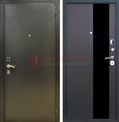 Входная темная дверь с порошковым покрытием и МДФ со стеклом ДП-294 в Чехове