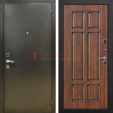 Металлическая входная темная дверь с порошковым напылением и МДФ ДП-299 в Чехове