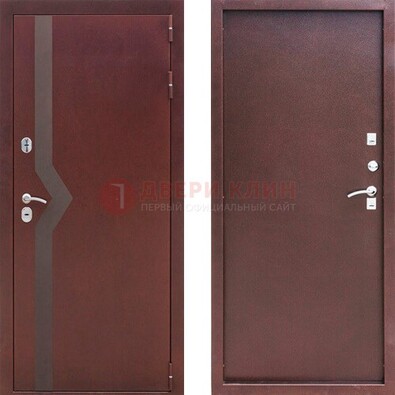 Бордовая стальная дверь с порошковым покрытием ДП-74 в Йошкар-Оле