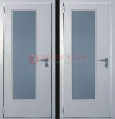 Белая металлическая противопожарная дверь с декоративной вставкой ДПП-5 в Ростове-На-Дону