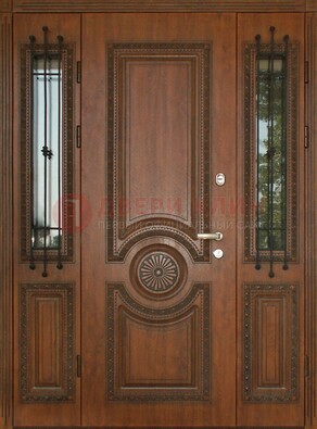 Парадная распашная стальная дверь Винорит со стеклом ДПР-106 в Чехове