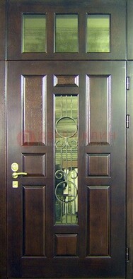 Парадная дверь со стеклянными вставками и ковкой ДПР-1 в офисное здание в Дзержинском
