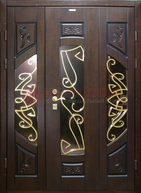 Парадная дверь со стеклом и ковкой ДПР-1 в каркасный дом в Можайске