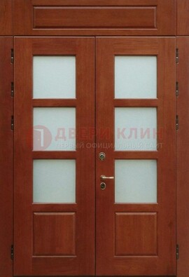 Металлическая парадная дверь со стеклом ДПР-69 для загородного дома в Чехове