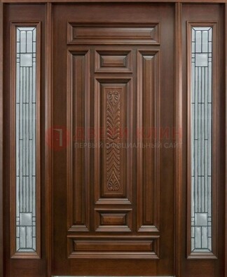 Парадная дверь с резьбой ДПР-70 в кирпичный дом в Павловском Посаде