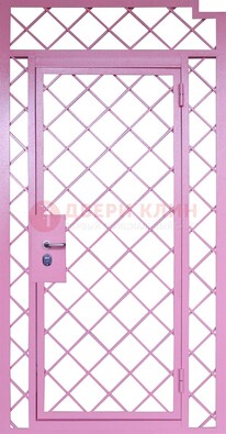 Розовая металлическая решетчатая дверь ДР-15 в Чехове