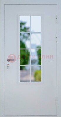 Белая железная дверь порошок со стеклом ДС-31 в Жуковском