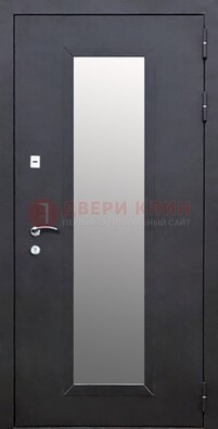 Черная стальная дверь порошок со стеклом ДС-33 в Чехове