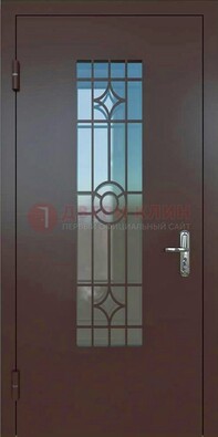 Входная металлическая дверь со стеклом для дома ДС-6 в Ставрополе