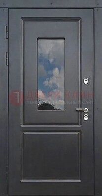 Чёрная металлическая дверь со стеклом ДС-77 в Чехове