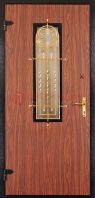 Дополнительная дверь со стеклом и золотой ковкой ДСК-16 в Мурино