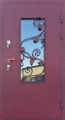 Железная дверь Порошок со стеклом и ковкой лозы ДСК-220 в Павловском Посаде