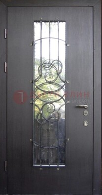 Остекленная стальная дверь с ковкой ДСК-26 в Краснодаре