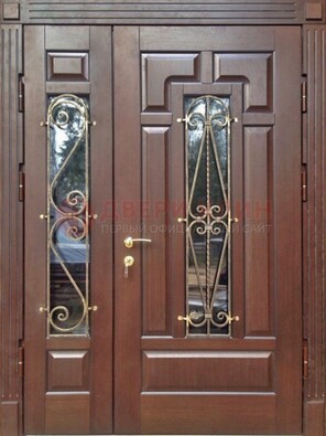 Стальная распашная дверь Винорит стекло и ковка ДСК-274 в Чехове