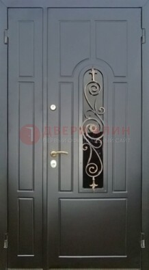 Металлическая дверь Винорит со стеклом в темном цвете ДСК-276 в Чехове