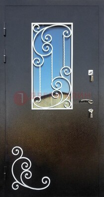 Входная дверь Порошок со стеклом и ковкой ДСК-278 в Чехове