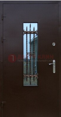 Надежная металлическая дверь со стеклом и ковкой ДСК-47 в Тольятти