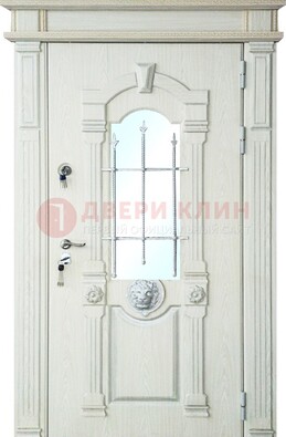 Герметичная входная дверь со стеклом и ковкой с украшением ДСК-64 в Чехове