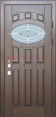 Квартирная металлическая дверь со стеклом и ковкой ДСК-7 в Воскресенске