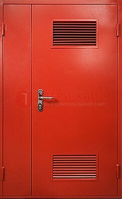 Красная железная техническая дверь с вентиляционными решетками ДТ-4 в Костроме