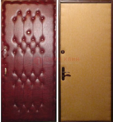 Бордовая металлическая дверь с винилискожей ДВ-1 в Сосновый Бор