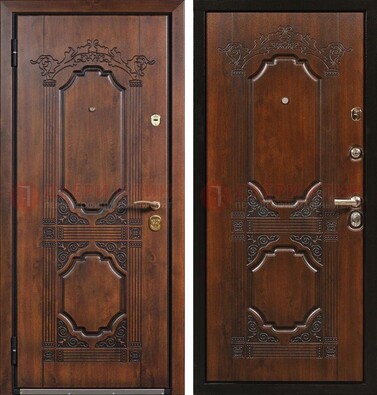 Коричневая железная дверь с виноритом и узором ДВТ-211 в Чехове