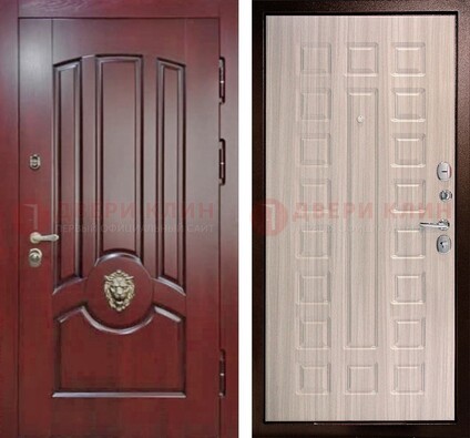 Темно-красная входная дверь с виноритом ДВТ-234 в Чехове