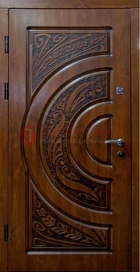 Коричневая металлическая дверь с виноритом ДВТ-42 в Чехове