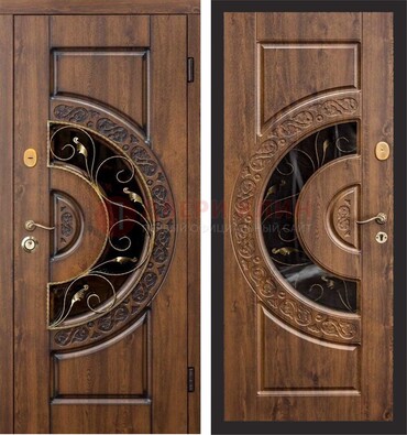 Металлическая дверь с виноритом и панелью Золотой Дуб ДВТ-71 в Чехове