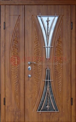 Входная классическая дверь с терморазрывом и коричневым МДФ ДВТ-76 в Чехове