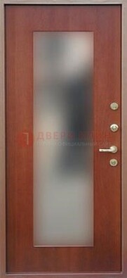 Коричневая железная дверь с зеркалом ДЗ-14 в Чехове