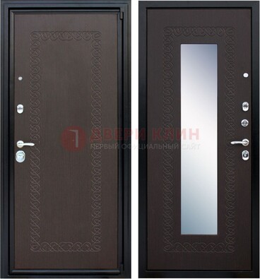 Темная стальная дверь с зеркалом ДЗ-20 в Ступино
